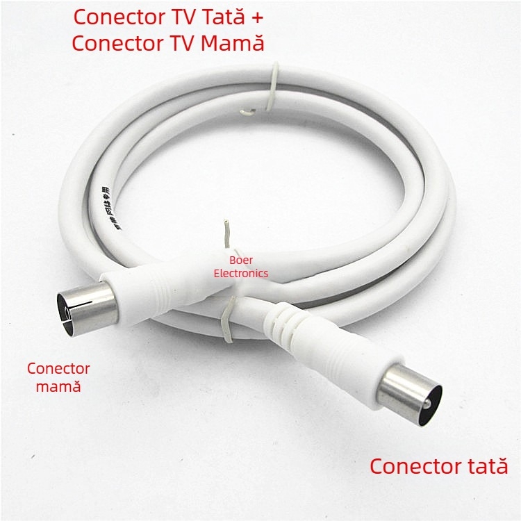 Cablu coaxial de 9,5 mm, conector masculin la 9,5 mm feminin, 1,5 m, pentru conectare la decodorul TV