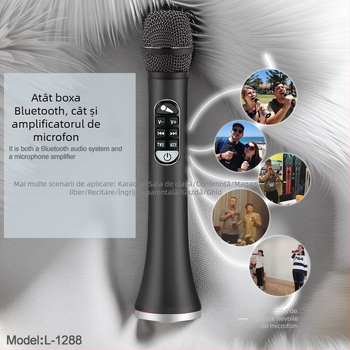 Microfon karaoke cu placă de sunet încorporată și difuzor Bluetooth, baterie 4000–6000 mAh, Bluetooth 5.3, răspuns în frecvență 100 Hz–20 kHz, putere de ieșire 40 W, pentru karaoke acasă și pe telefon