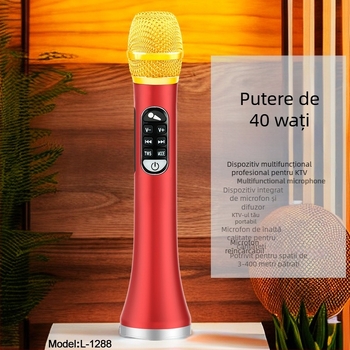 Microfon karaoke cu placă de sunet încorporată și difuzor Bluetooth, baterie 4000–6000 mAh, Bluetooth 5.3, răspuns în frecvență 100 Hz–20 kHz, putere de ieșire 40 W, pentru karaoke acasă și pe telefon