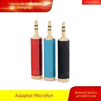 Adaptor audio din cupru pur 3,5–6,5 mm pentru căști, microfon și difuzor, cablu pentru chitară