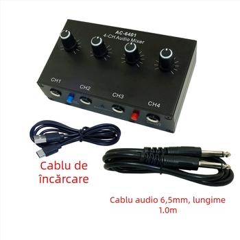 Mixer audio pentru instrumente și microfoane, 4 intrări/1 ieșire, model AC-6401, gaodiyin