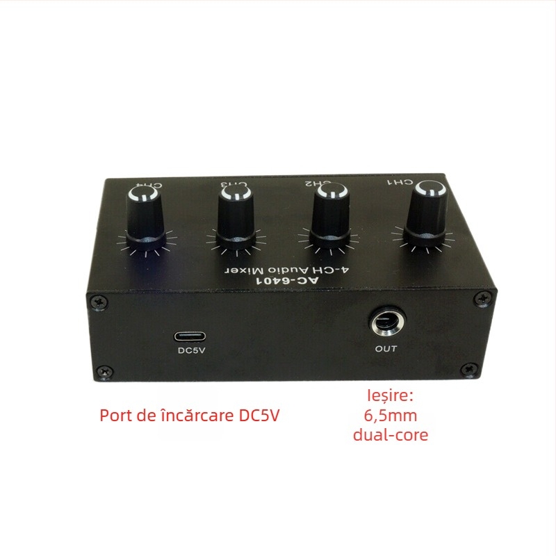Mixer audio pentru instrumente și microfoane, 4 intrări/1 ieșire, model AC-6401, gaodiyin