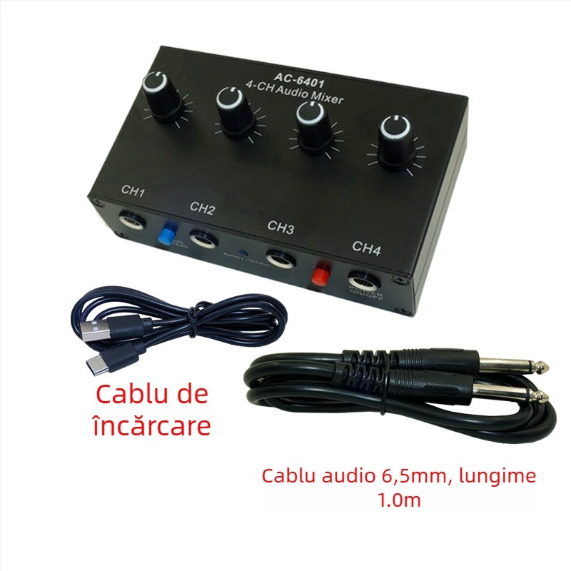 Mixer audio pentru instrumente și microfoane, 4 intrări/1 ieșire, model AC-6401, gaodiyin