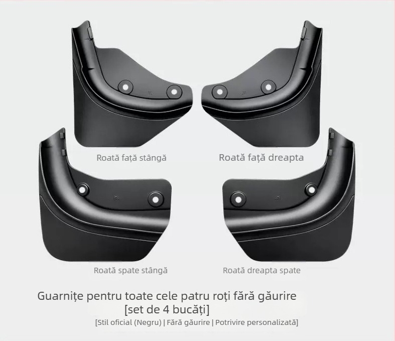 Protecție aripile de roți pentru Tesla Model 3 și Model Y — față și spate, corp din plastic, protecție TPE împotriva noroiului și zgârieturilor, montaj personalizabil