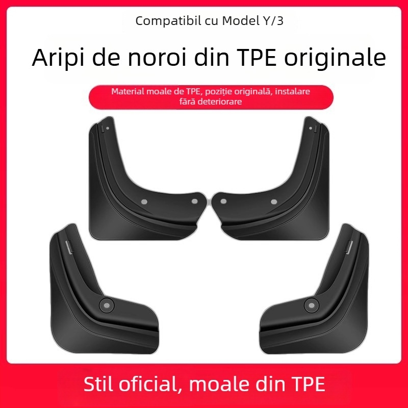 Protecție aripile de roți pentru Tesla Model 3 și Model Y — față și spate, corp din plastic, protecție TPE împotriva noroiului și zgârieturilor, montaj personalizabil