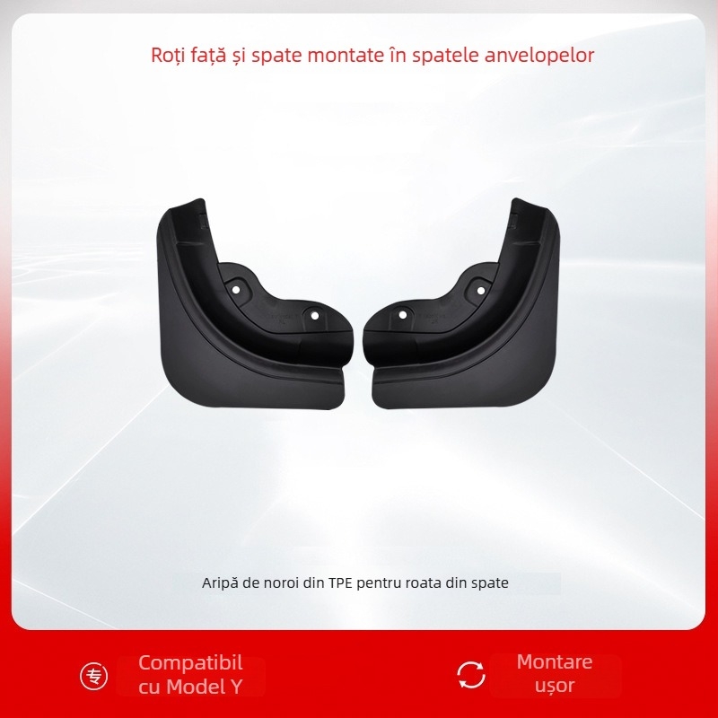 Protecție aripile de roți pentru Tesla Model 3 și Model Y — față și spate, corp din plastic, protecție TPE împotriva noroiului și zgârieturilor, montaj personalizabil
