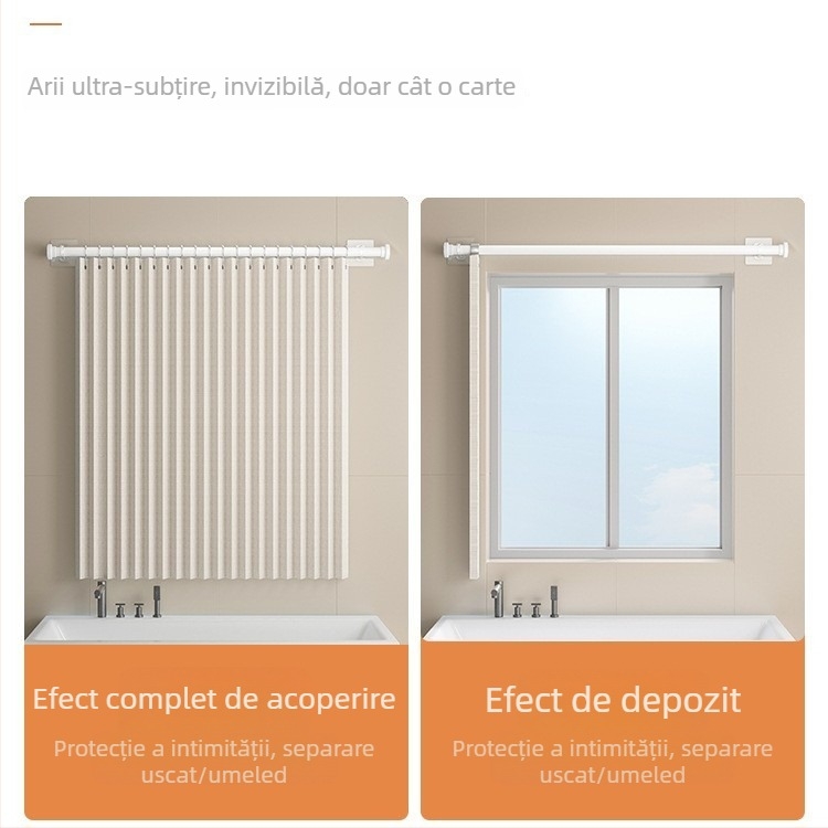 Draperie de baie pentru fereastră, fără găuri, din flanel, stil simplu și modern pentru intimitate (living/dormitor)