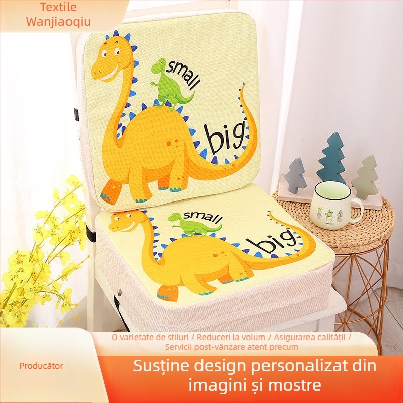 Perne de scaun pentru elevi, groasă, care mărește înălțimea, antialunecare, model desen animat, material bumbac-lin