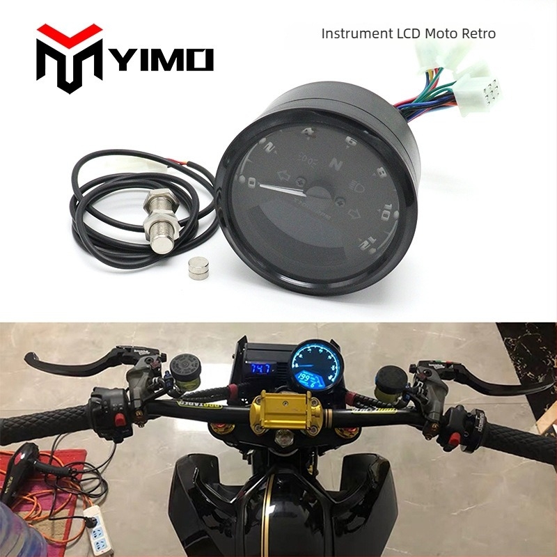 Cluster LCD pentru motocicletă cu odometru, tachometru, vitezometru și indicator de ulei (12V, 5W, YIMO, Universal)