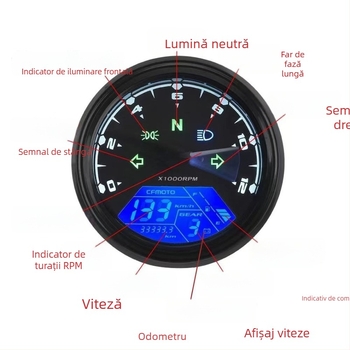 Instrument LCD universal pentru motocicletă – Tachometru, Vitezometru, Odometru, 12V