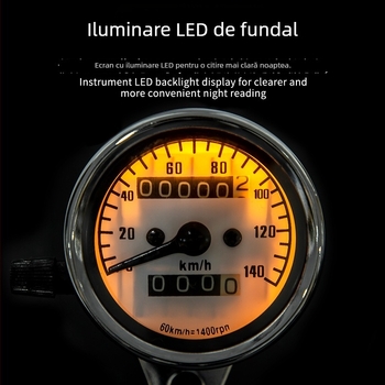 Tachometru electronic cu odometru dublu 140 (electroplating) – JS, 12V