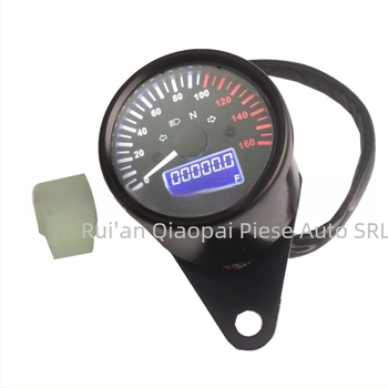 Panou de instrumente pentru motocicletă cu LCD: odometru, tachimetru, indicator nivel ulei; construcție metalică, greutate 500 g, pentru motociclete cu cilindree mare, modificare off-road.