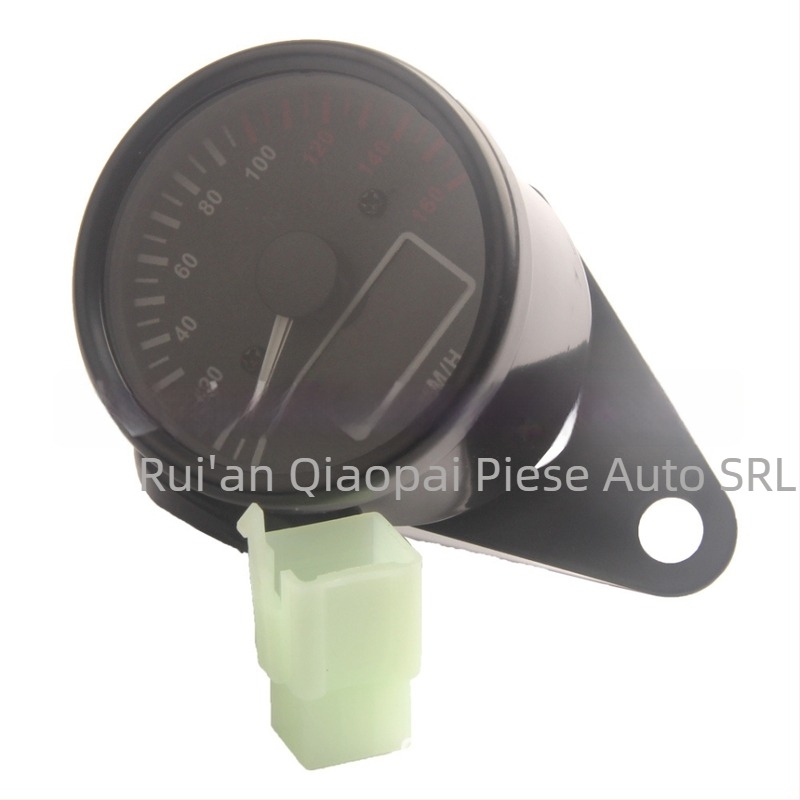 Panou de instrumente pentru motocicletă cu LCD: odometru, tachimetru, indicator nivel ulei; construcție metalică, greutate 500 g, pentru motociclete cu cilindree mare, modificare off-road.