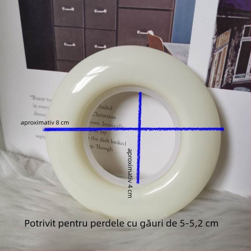 Inele de perdea din lemn cu cerc roman, îngroșate, cu găuri, stil modern minimalist (lemn, cerc roman, îngroșat, găuri, inele de perdea)