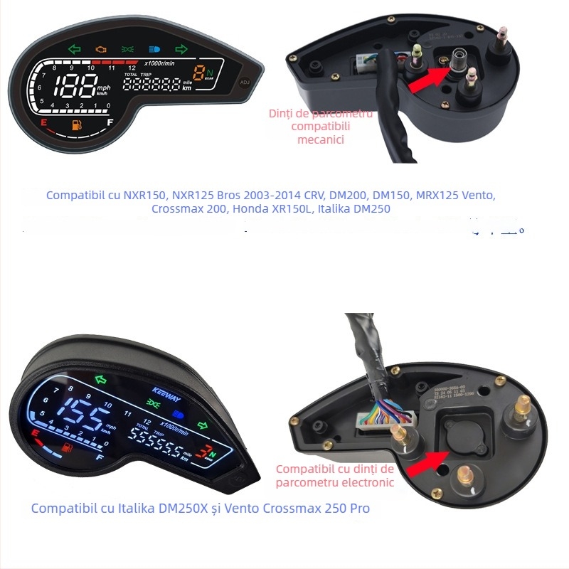 Panou digital de bord pentru Vento Crossmax 250 – ABS, PMMA; precizie 1%; greutate 505 g; marcă Tiansheng; compatibil cu Vento Crossmax 250