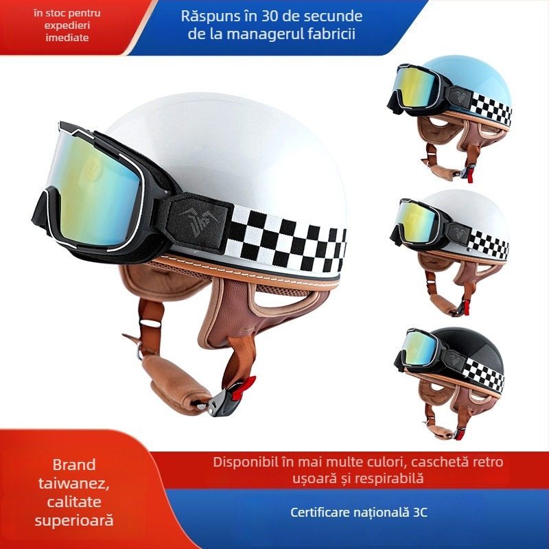 Casca moto JEF – ABS, certificare 3C, ușoară, design retro pentru vară și navetă