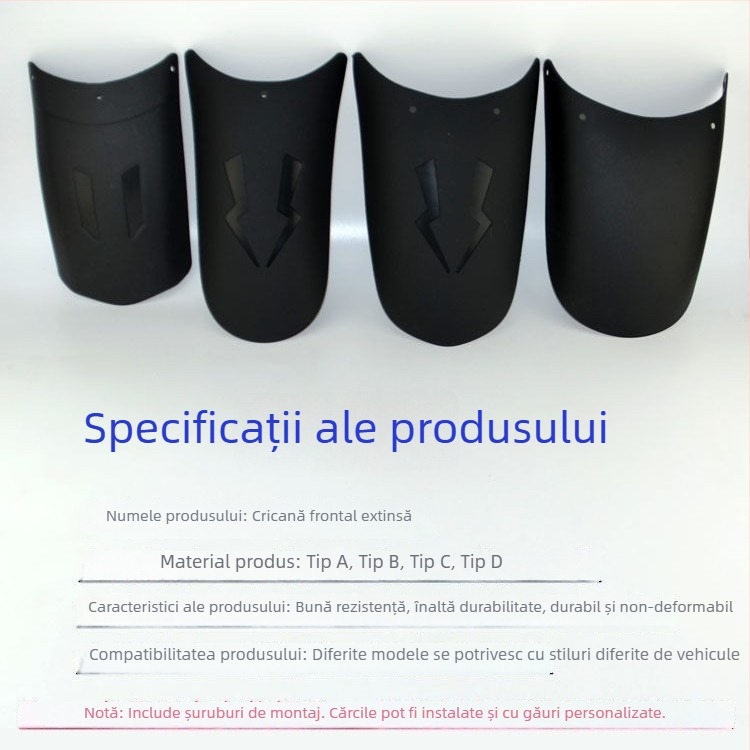 Set extins față și aripă spate pentru motociclete și tricicluri electrice – universal, polipropilenă (PP), scut impermeabil