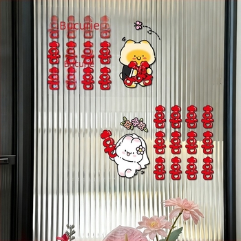 Autocolante statice de nuntă pentru ferestre, sticlă și oglinzi, cu motiv Dublu Noroc – PVC, montaj cu bandă adezivă, decor de nuntă