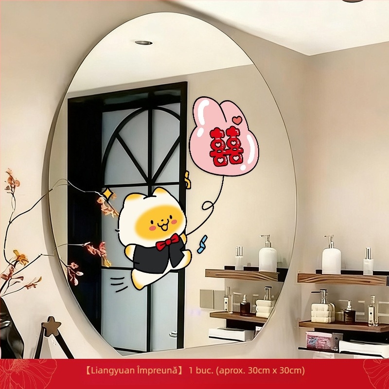 Autocolante statice de nuntă pentru ferestre, sticlă și oglinzi, cu motiv Dublu Noroc – PVC, montaj cu bandă adezivă, decor de nuntă