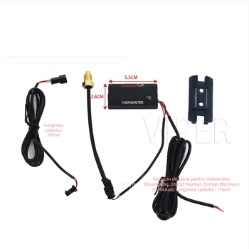 Măsurător de temperatură a apei pentru motocicletă - universal, 12V, VIPER, model Koso Water Temperature-P, rezistent la apă