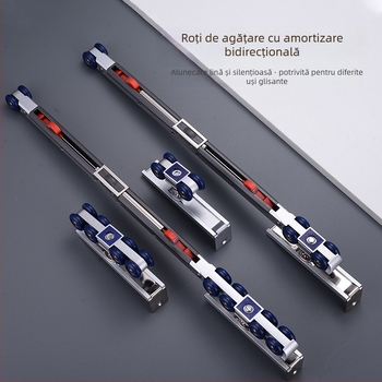 Sagitar roată suspendată din oțel inoxidabil pentru uși glisante interioare, cu tamponare bidirecțională și etichetă cu logo