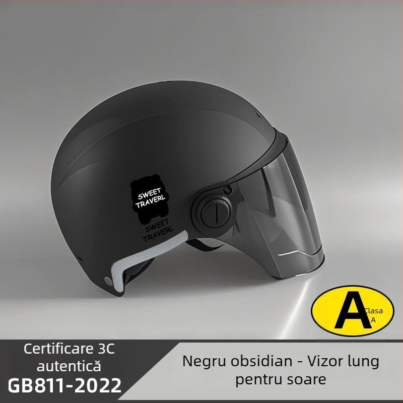 Cască half-helmet pentru bicicletă electrică – ABS, certificare Gb811-2022b, pentru bărbați și femei, vară respirabilă, ușoară, utilizare off-road