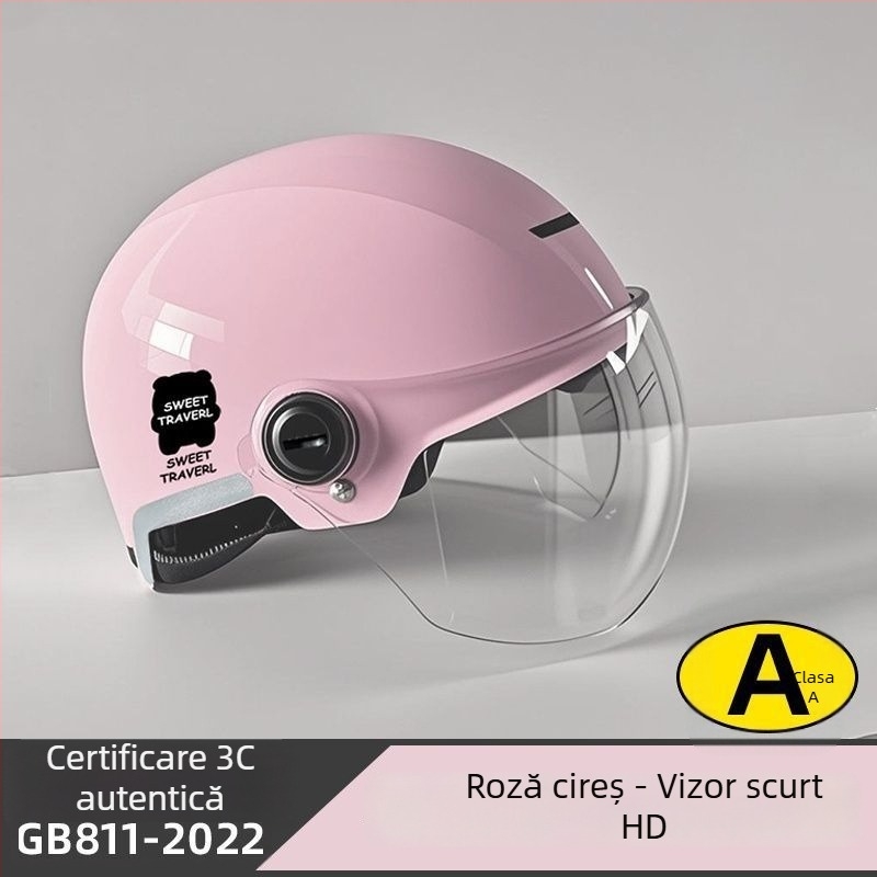 Cască half-helmet pentru bicicletă electrică – ABS, certificare Gb811-2022b, pentru bărbați și femei, vară respirabilă, ușoară, utilizare off-road