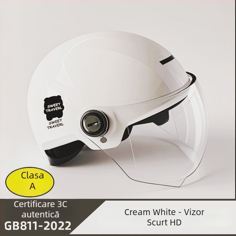 Cască half-helmet pentru bicicletă electrică – ABS, certificare Gb811-2022b, pentru bărbați și femei, vară respirabilă, ușoară, utilizare off-road