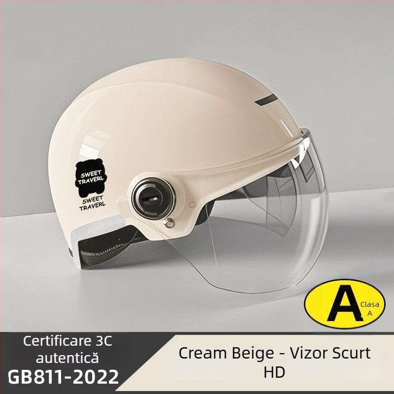 Cască half-helmet pentru bicicletă electrică – ABS, certificare Gb811-2022b, pentru bărbați și femei, vară respirabilă, ușoară, utilizare off-road