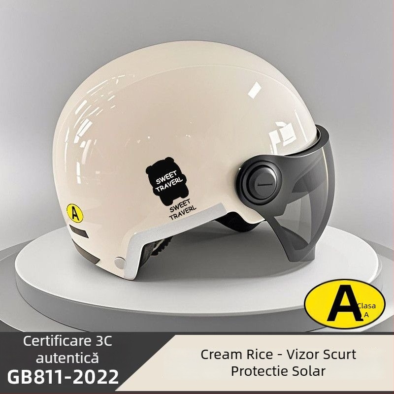 Cască half-helmet pentru bicicletă electrică – ABS, certificare Gb811-2022b, pentru bărbați și femei, vară respirabilă, ușoară, utilizare off-road