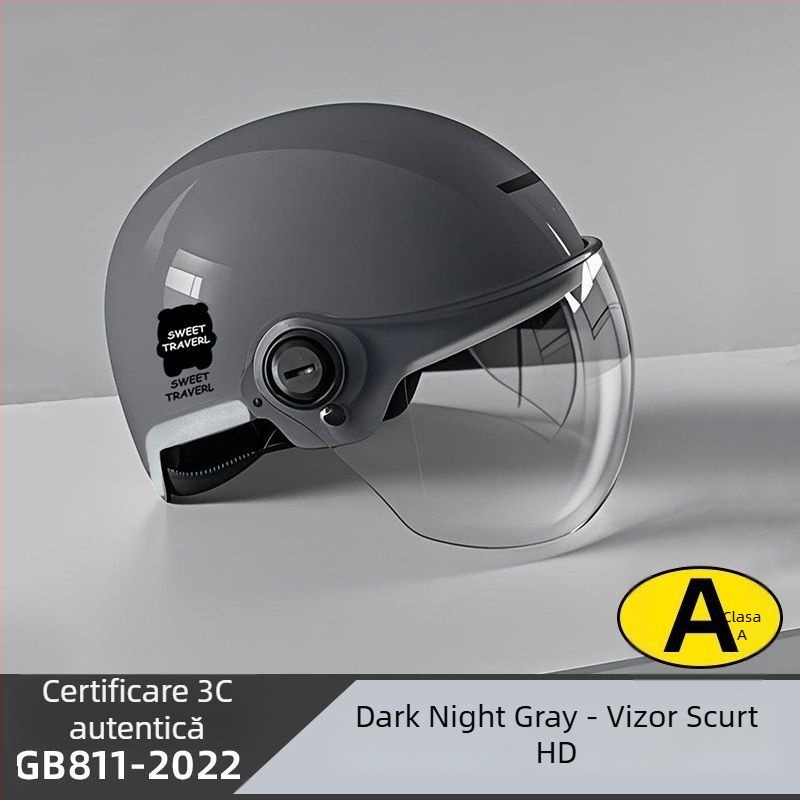 Cască half-helmet pentru bicicletă electrică – ABS, certificare Gb811-2022b, pentru bărbați și femei, vară respirabilă, ușoară, utilizare off-road