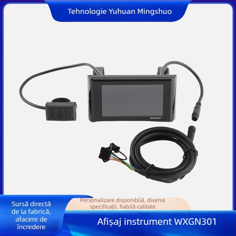 WXGN301 Afișaj instrument color pentru biciclete electrice și scutere – Viteza, Tensiunea, Nivelul bateriei, Kilometraj pe o călătorie și Kilometraj total, Compatibil 24–72V
