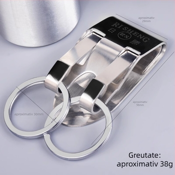 Lanț de chei din oțel inoxidabil cu clips pentru curea – design minimalist, pentru bărbați