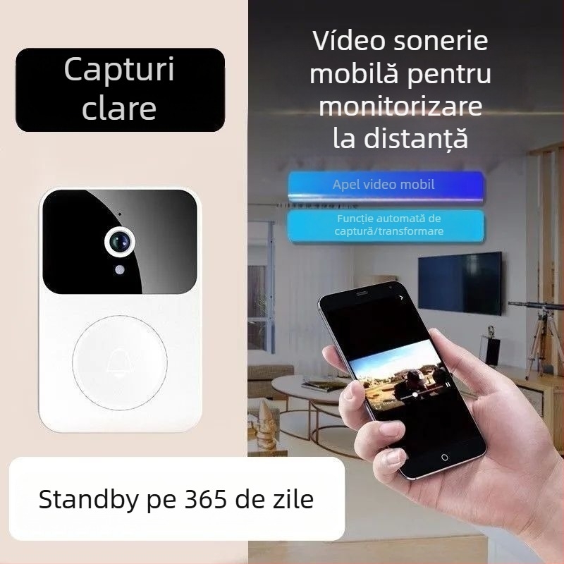 Sonerie video pentru ușă X9 — alimentare cu baterie AA, 5V, vedere nocturnă HD, captură, pentru uz casnic