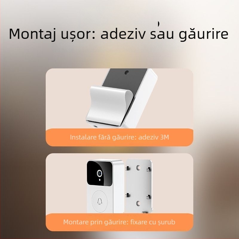 Sonerie video pentru ușă X9 — alimentare cu baterie AA, 5V, vedere nocturnă HD, captură, pentru uz casnic