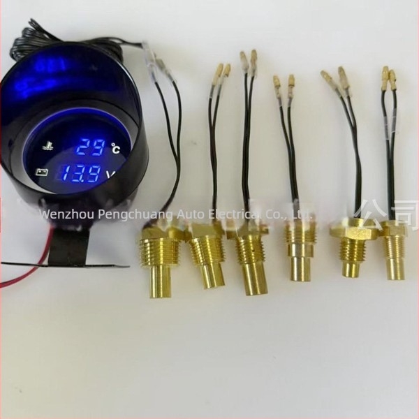 Indicator dublu pentru temperatura apei și tensiune, tip pistol, afișaj LCD rotund digital, 9–36V, pentru autovehicule