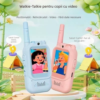 Interfon video pentru copii, exterior, cu rază lungă, 2.4 GHz RF, 16 canale, Wi‑Fi, baterie 650 mAh