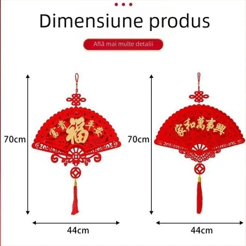 Pandantiv 3D cu binecuvântare pentru Anul Calului — decor de Anul Nou din velur textil, imprimare termică, pentru ușa de intrare