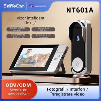 Sonerie video pentru ușă Nt601a cu ecran interior, intercom video bidirecțional, vedere nocturnă HD, alimentare USB 5V