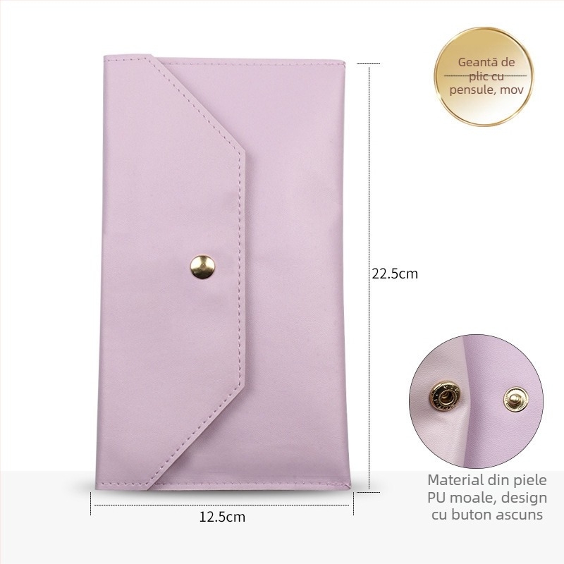 Geantă cosmetică pentru pensule, mâner din plastic, portabilă, ambalaj tip set, Shuji