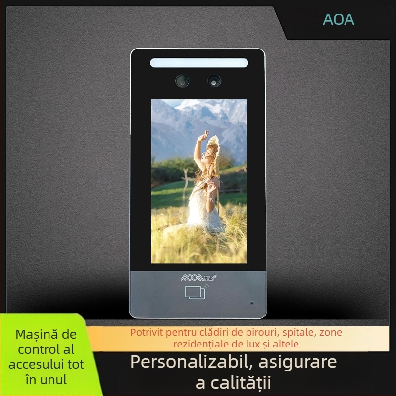 Unitate All-in-One de Control al Accesului cu Recunoaștere Facială, DK70, 50 de înregistrări, alimentare 24V, LCD interfon video, suportă recunoaștere facială, amprentă, card IC și aplicație mobilă