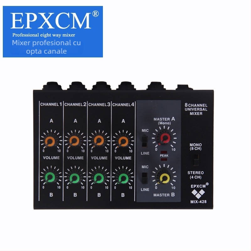 EPXCM MIX-428 Mixer audio 4/8 canale, Extender pentru microfon, Compact, 5W