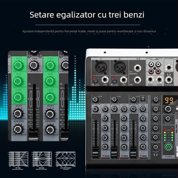 ZXI mixer cu 4 canale Bluetooth USB mini, cu card de sunet încorporat, pentru scenă și transmisie în direct