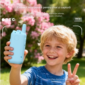 Walkie-Talkie video pentru copii cu ecran, 2,4 GHz, 1 canal, comunicație HD, baterie Li-ion 650 mAh