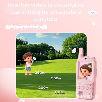 Walkie-Talkie video pentru copii cu ecran, 2,4 GHz, 1 canal, comunicație HD, baterie Li-ion 650 mAh