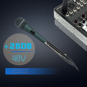 Preamplificator portabil pentru microfon dinamic (alimentare 48V, placă de sunet încorporată și reducere a zgomotului)