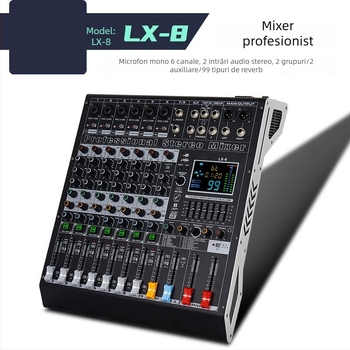 VRF LX8 mixer de sunet profesional cu 8/12 canale, efecte DSP, USB și Bluetooth