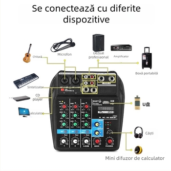 Nothing mixer audio profesional cu 4 canale, Bluetooth și reverb extern pentru spectacole live