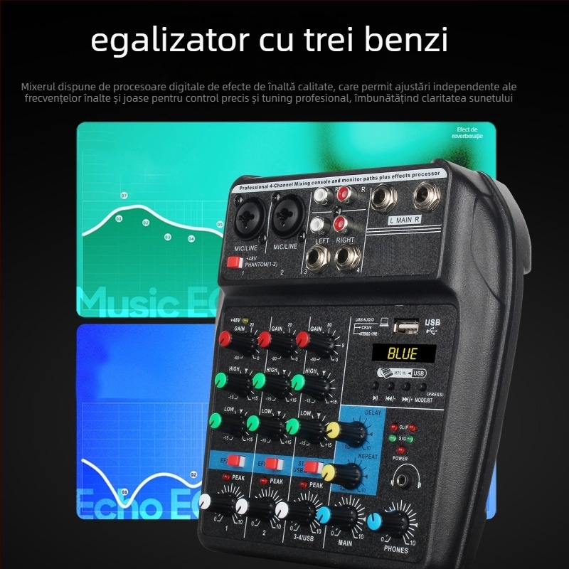 Nothing mixer audio profesional cu 4 canale, Bluetooth și reverb extern pentru spectacole live