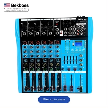 Mixer audio profesional, 7 canale, portabil, phantom power, USB și Bluetooth